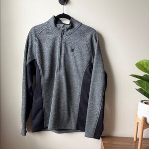Spyder Men's Gray and Black Half-Zip Sweater